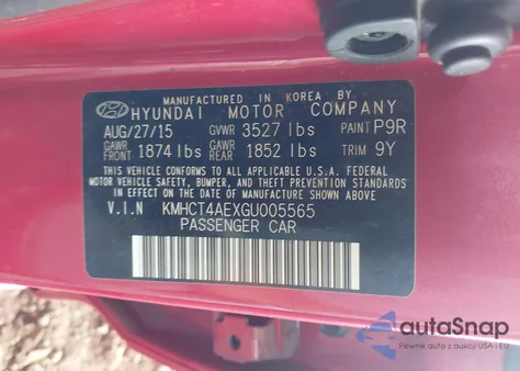 2016 Hyundai Accent Se from USA, damaged, VIN KMHCT4AEXGU005565